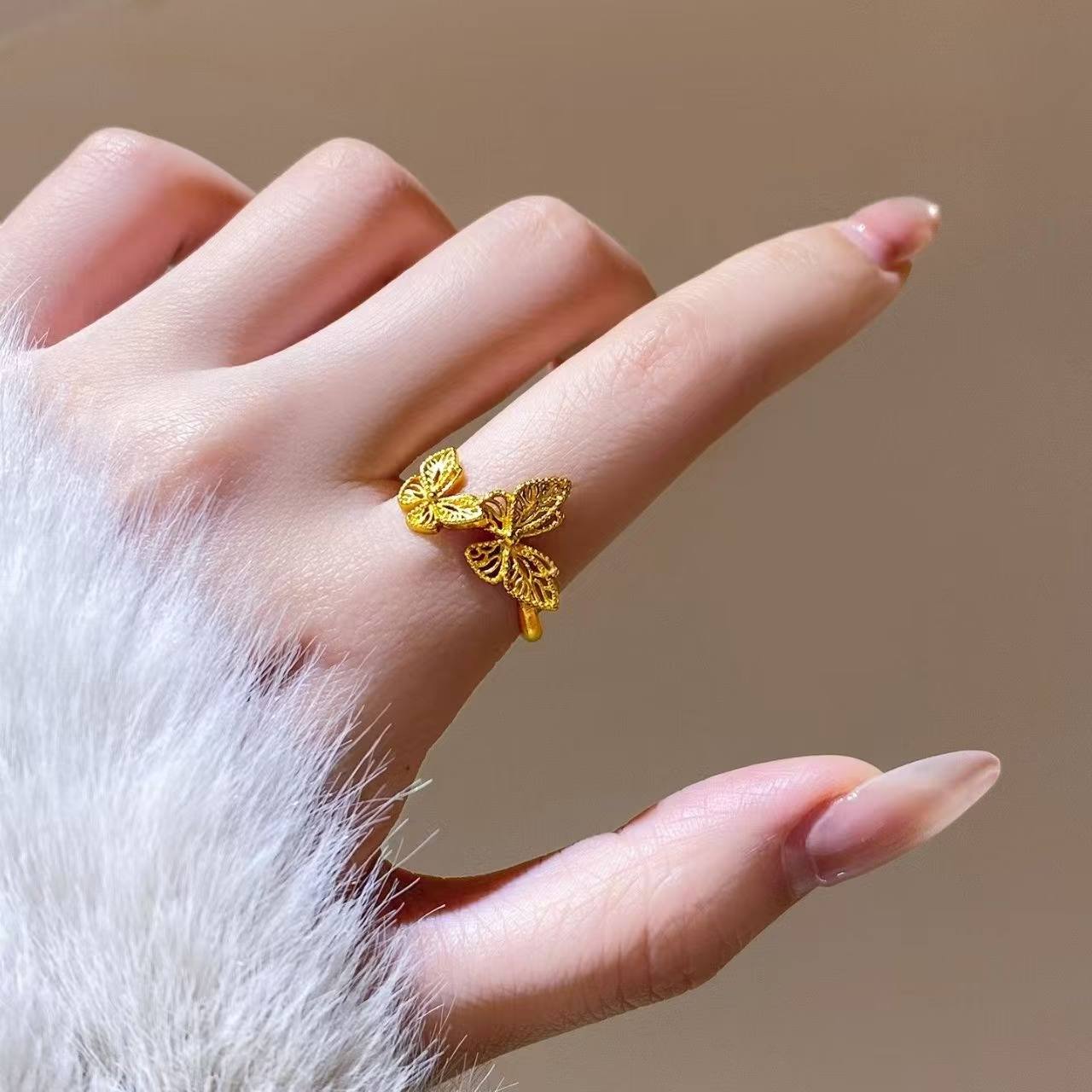 925 Sterling Silver Double Butterfly Ring