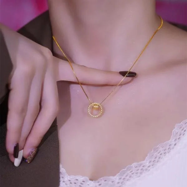 Collar de plata de ley 925 con círculo de flores y cintura pequeña