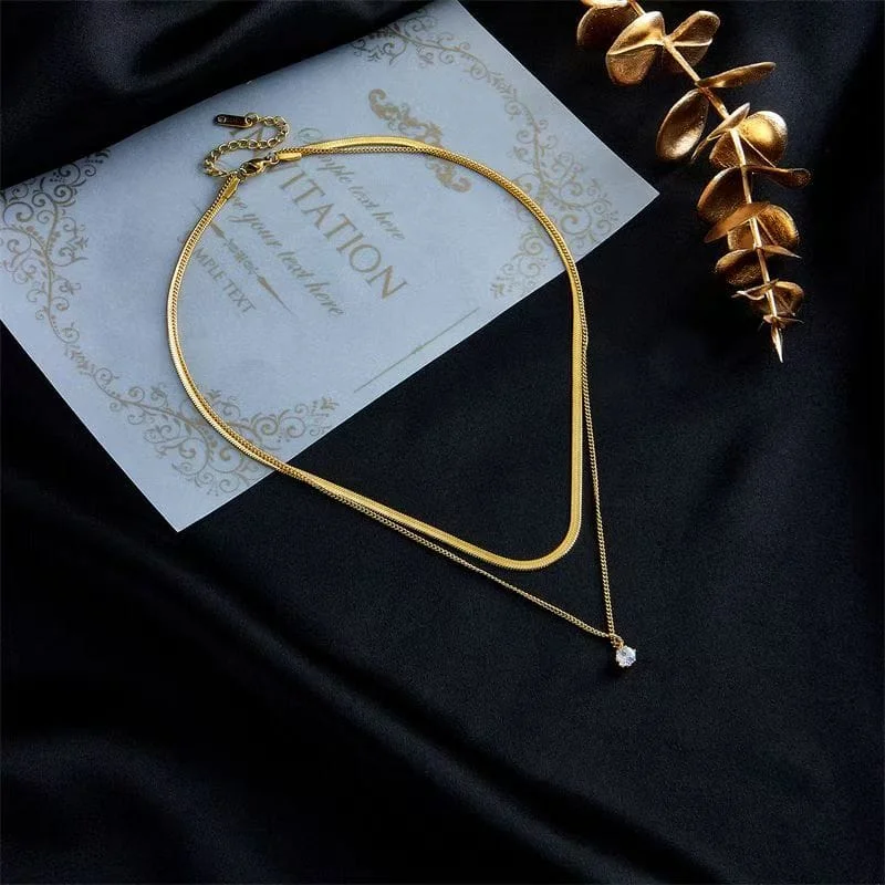 Waterdrop Zircon Pendant Necklace