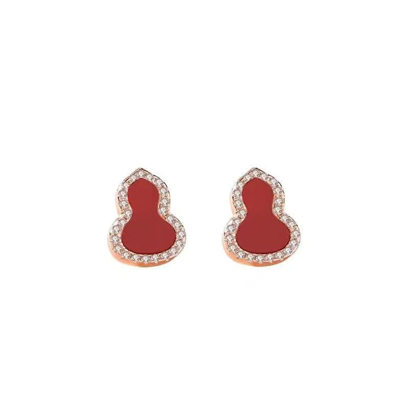 Red Agate Mini Gourd Earrings