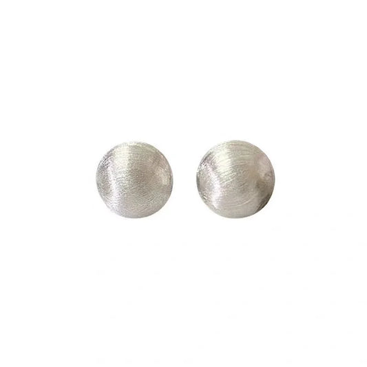 Pendientes de botón de metal cepillado