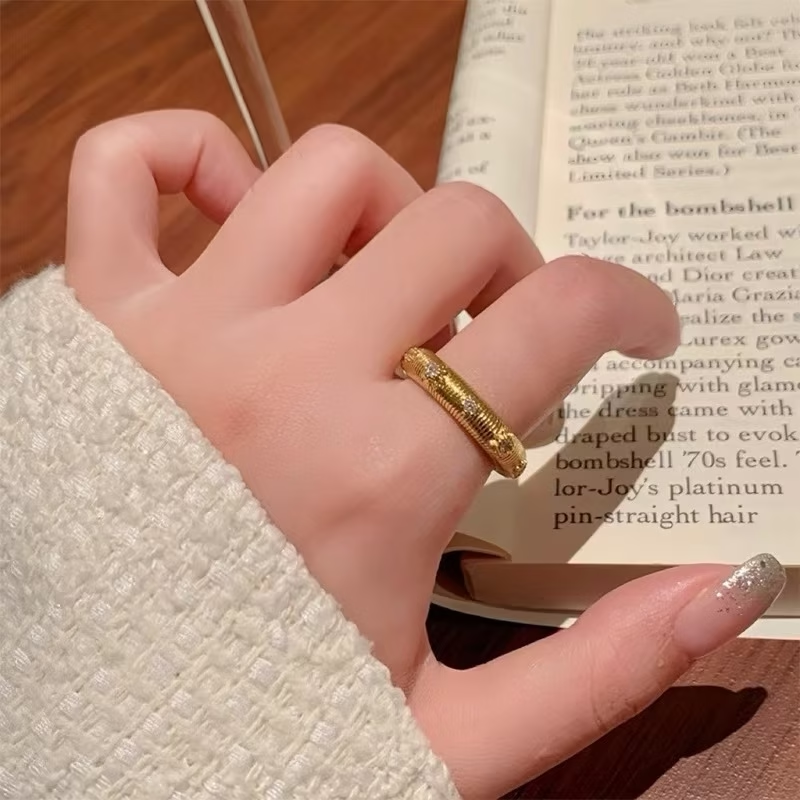 Bague ouverte Texturée en argent sterling 925