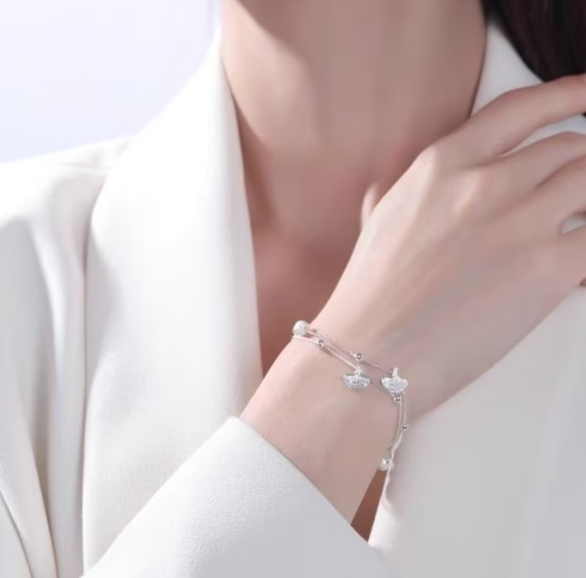 925 Sterling Silver Ginkgo Leaf Bracelet