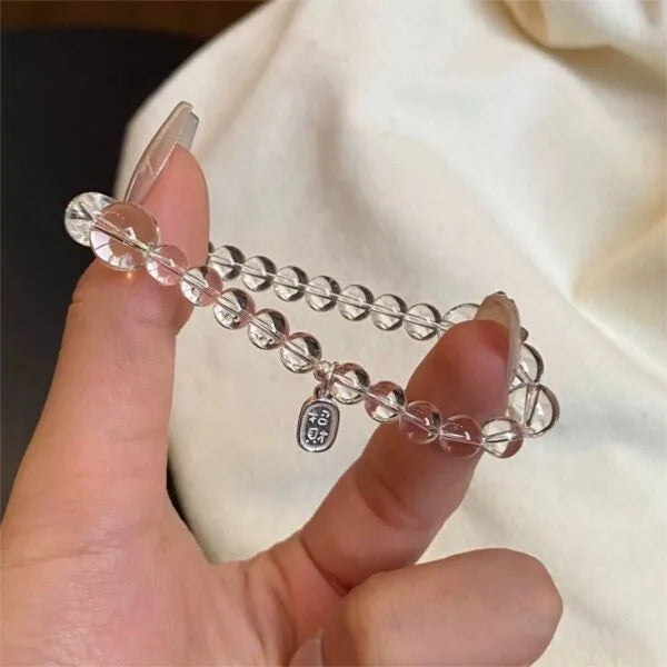 Pulsera india de cristal blanco natural que atrae la riqueza