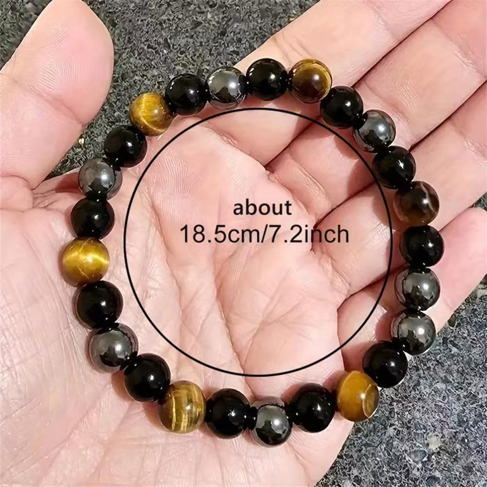 Tiger Eye and Black Obsidian Protective Bracelet