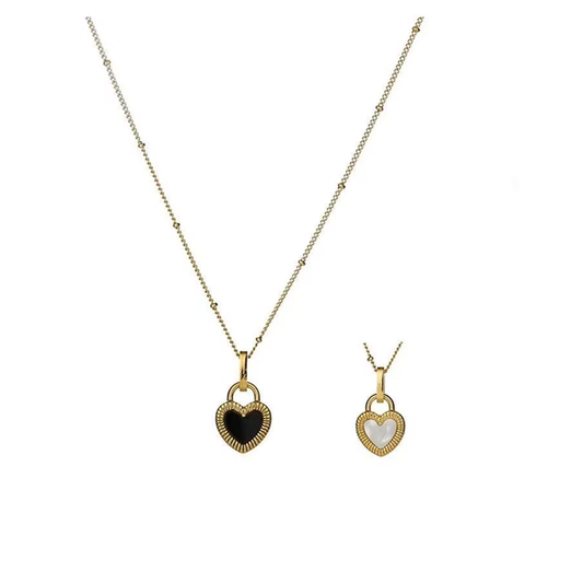 Collar de corazón de doble cara a la moda