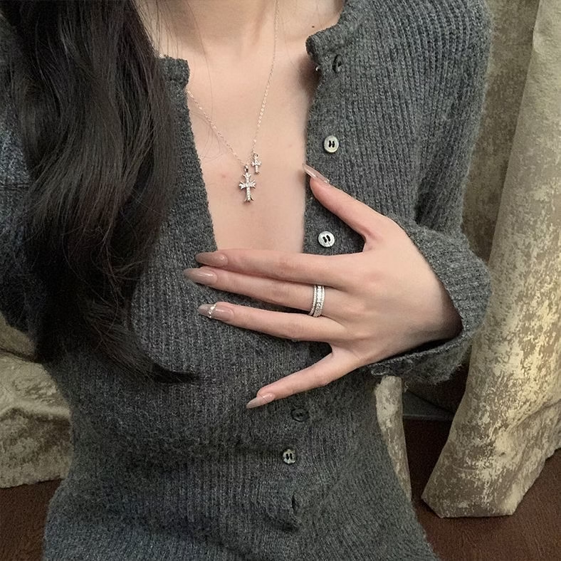 925 Sterling Silver Twin Cross Necklace
