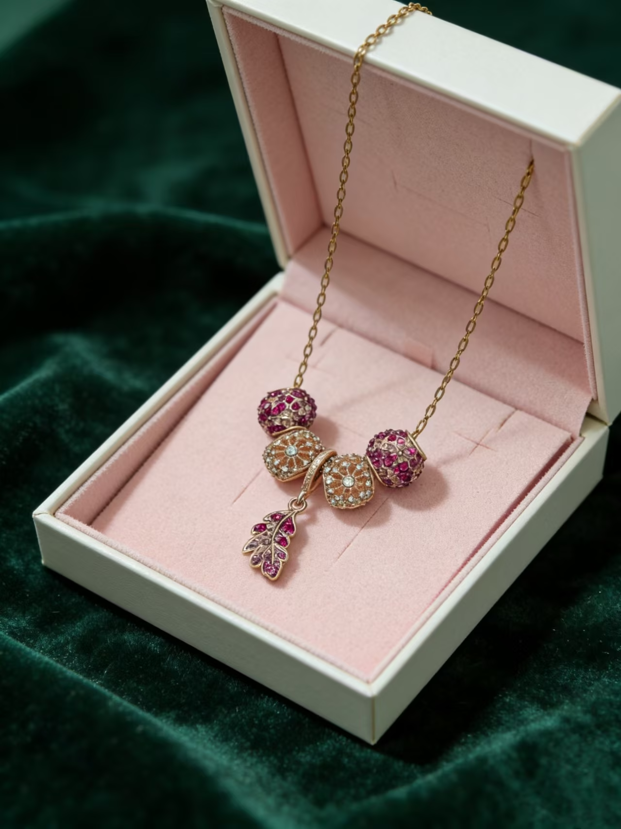 Blossom Bead Leaf Necklace