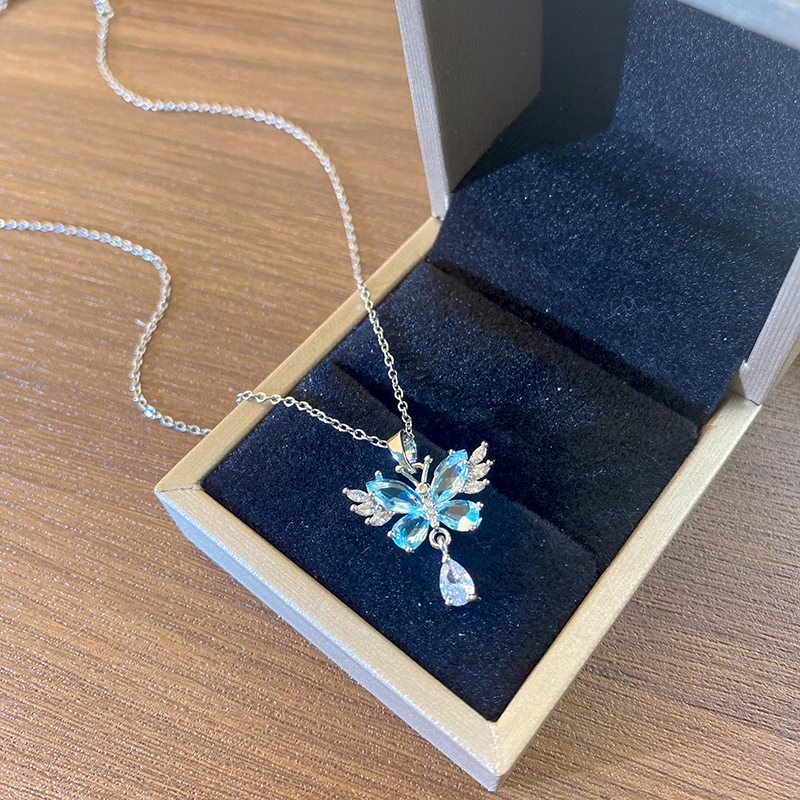 Blue Butterfly Gem Necklace
