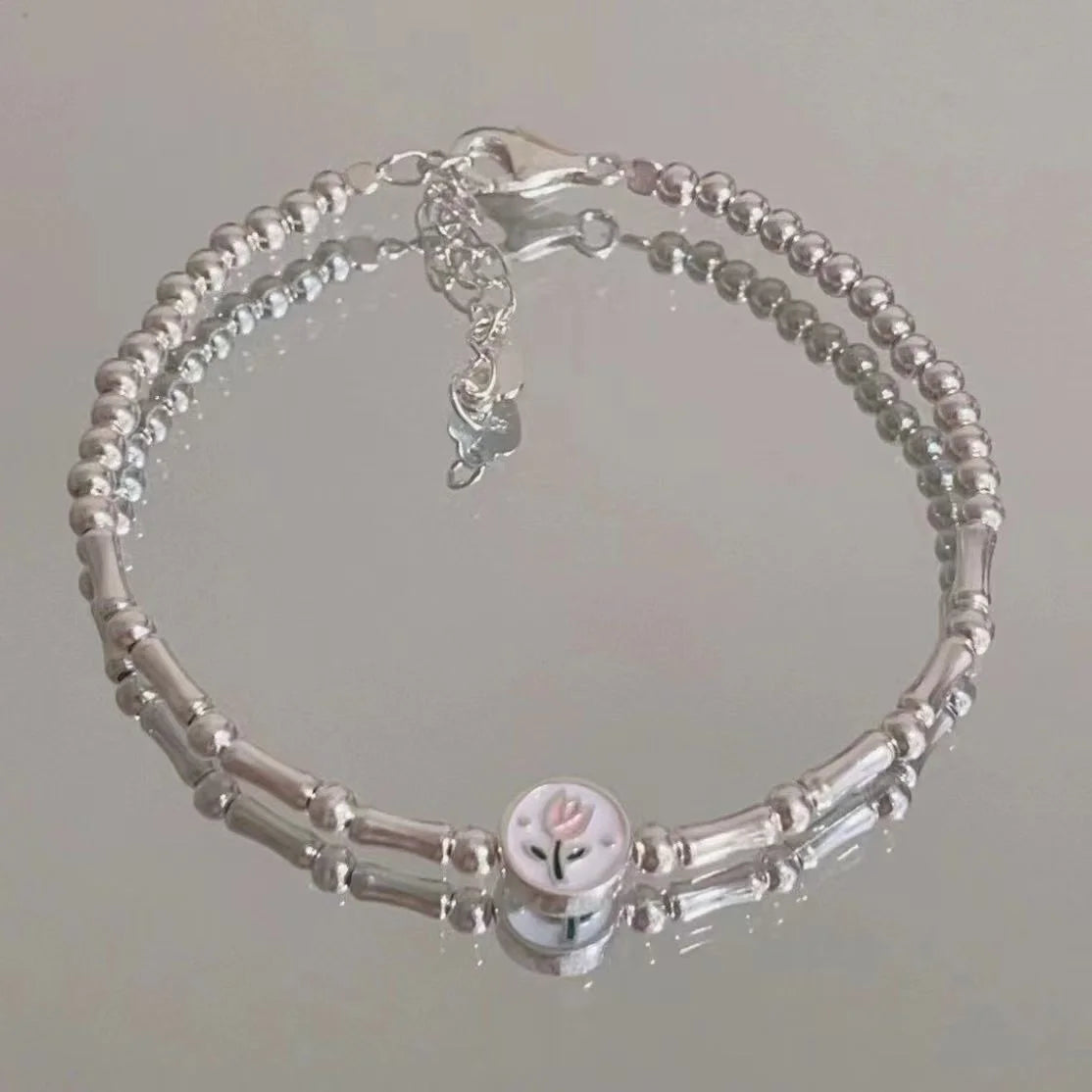 925 Sterling Silver Tulip Slub Bracelet