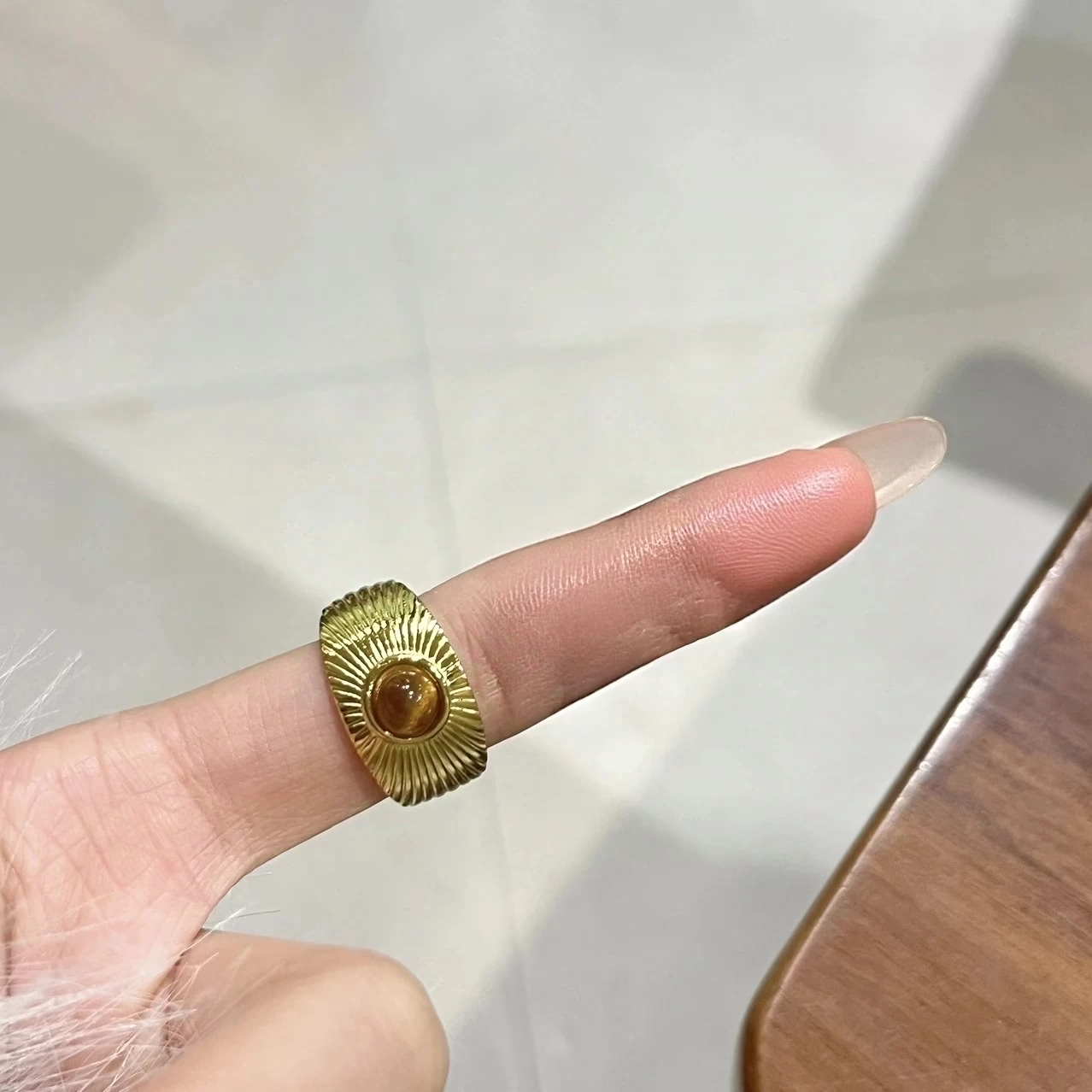 Tiger Eye Sunburst Ring