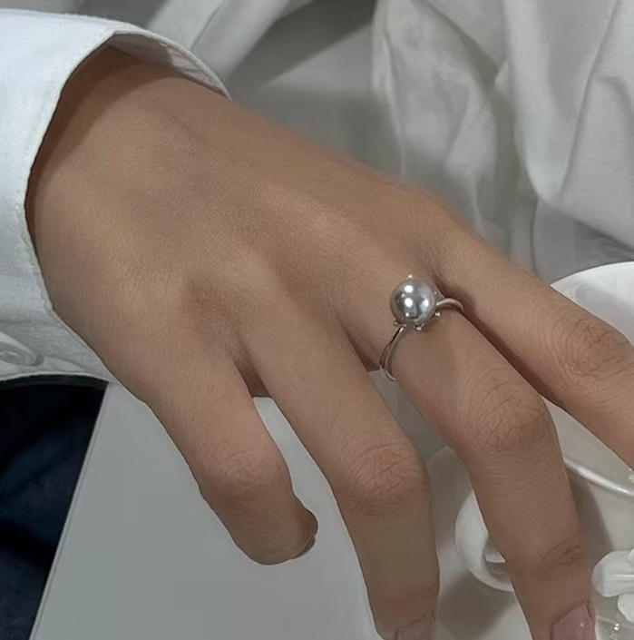 925 Sterling Silver Faux Pearl Ring