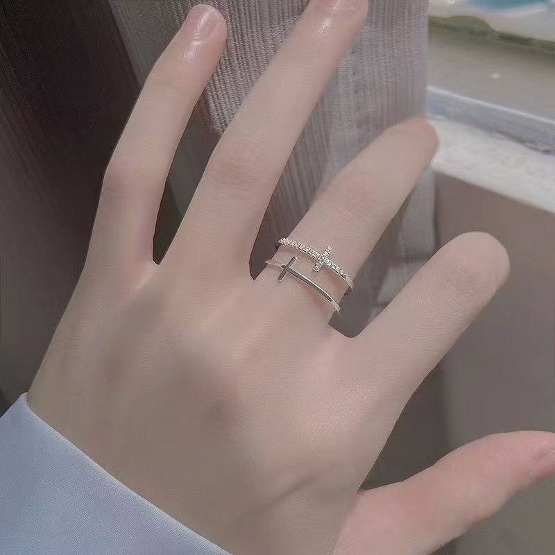 925 Sterling Silver Double-Layer Open Ring