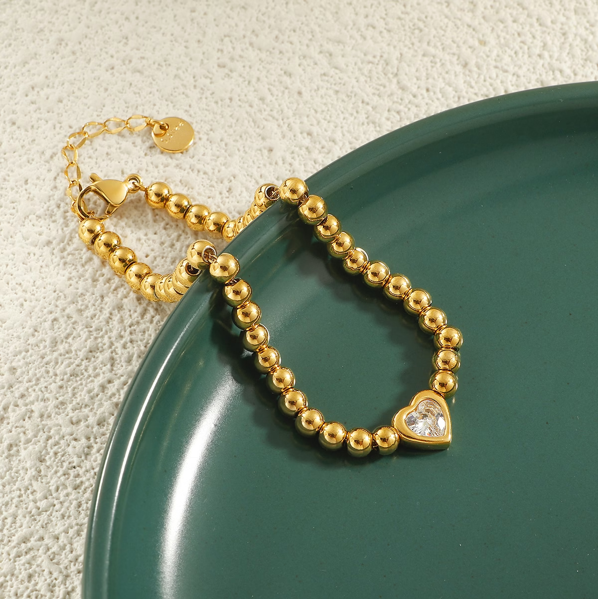 Zircon Heart Charm Bracelet