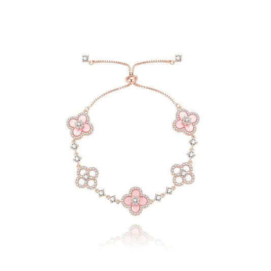 Pulsera floral rosa de circonita