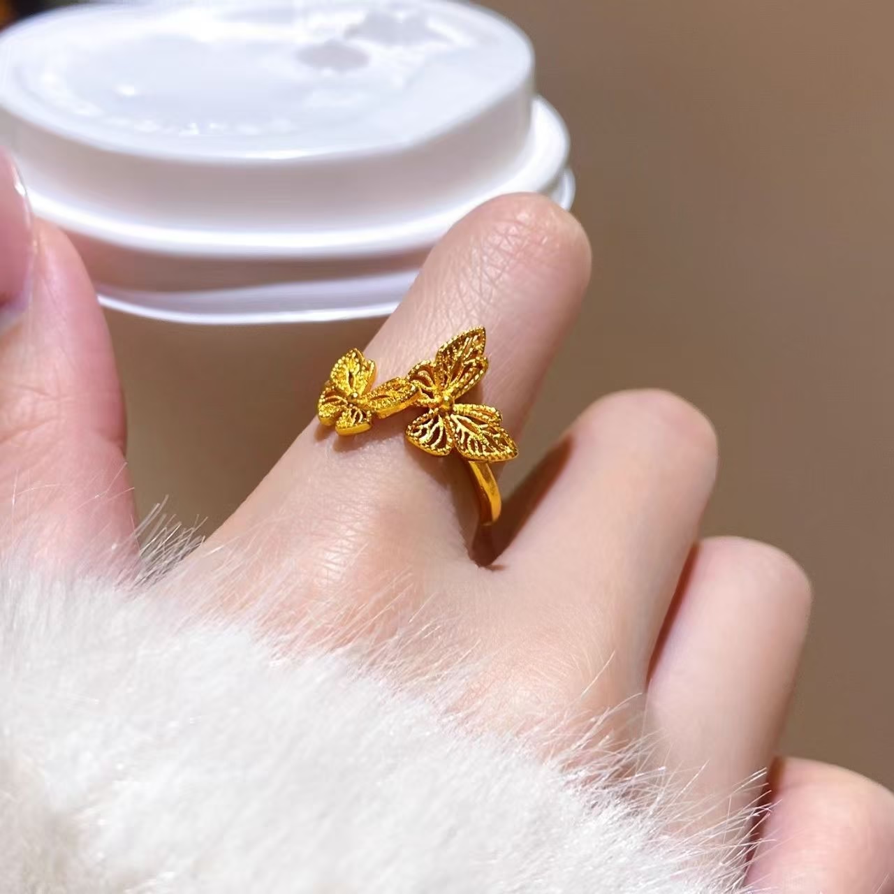 925 Sterling Silver Double Butterfly Ring