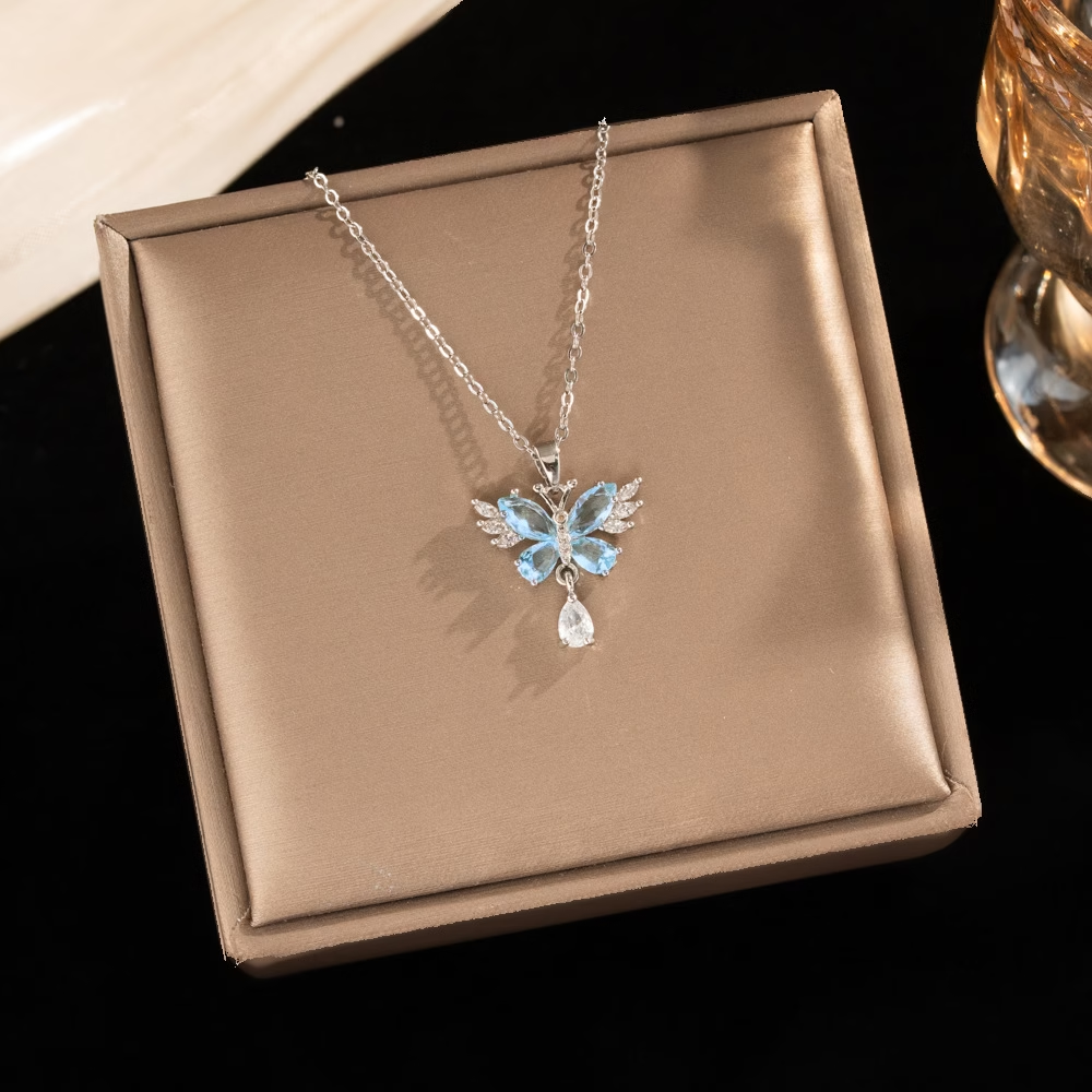 Blue Butterfly Gem Necklace