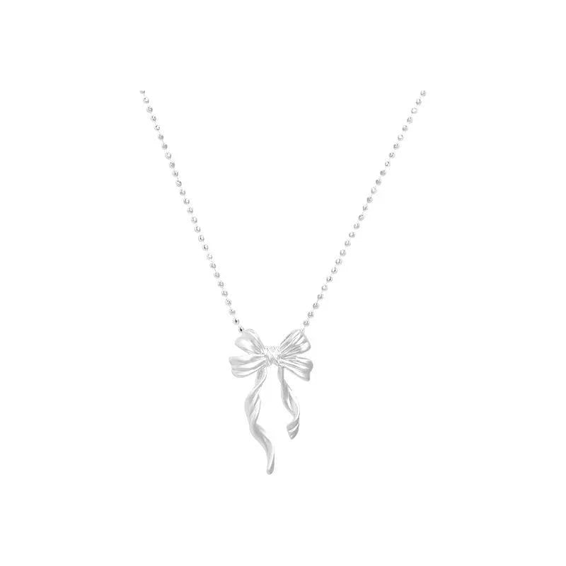 Collar doble de plata de ley 925 con lazo elegante