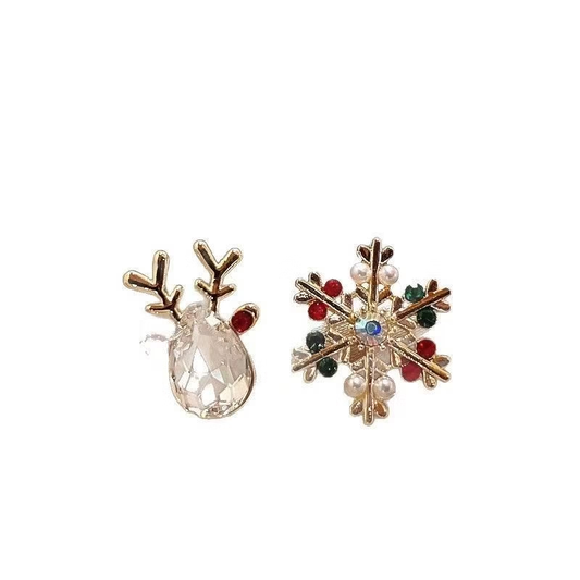 Pendientes de Navidad – Reno y Copo de Nieve