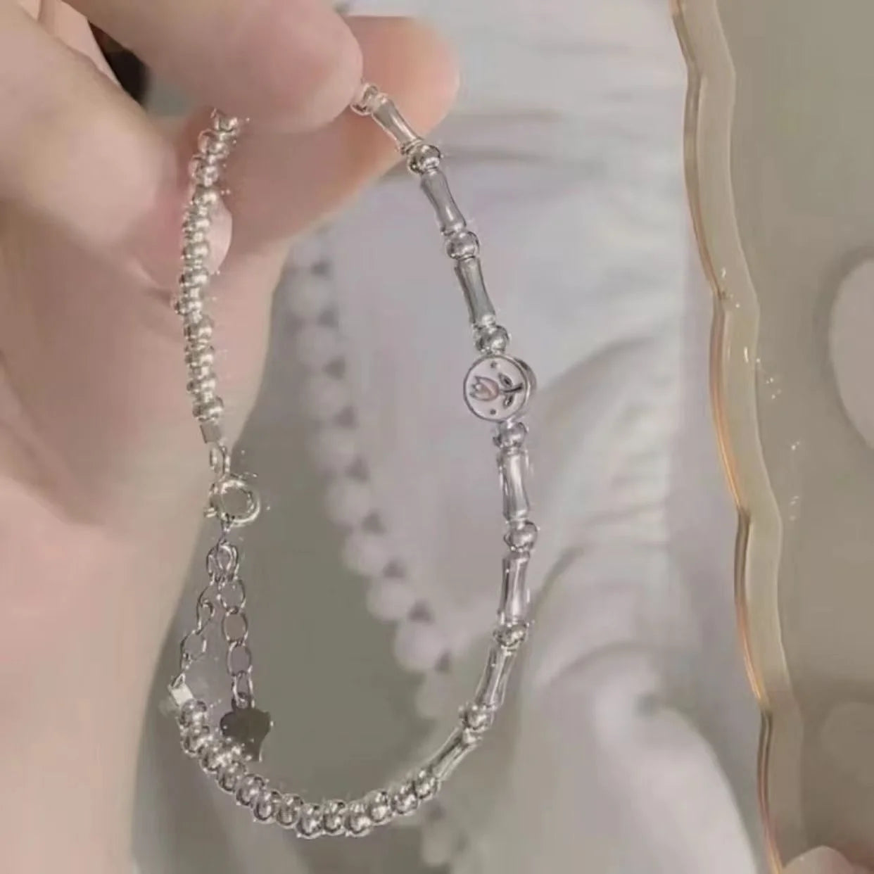 925 Sterling Silver Tulip Slub Bracelet