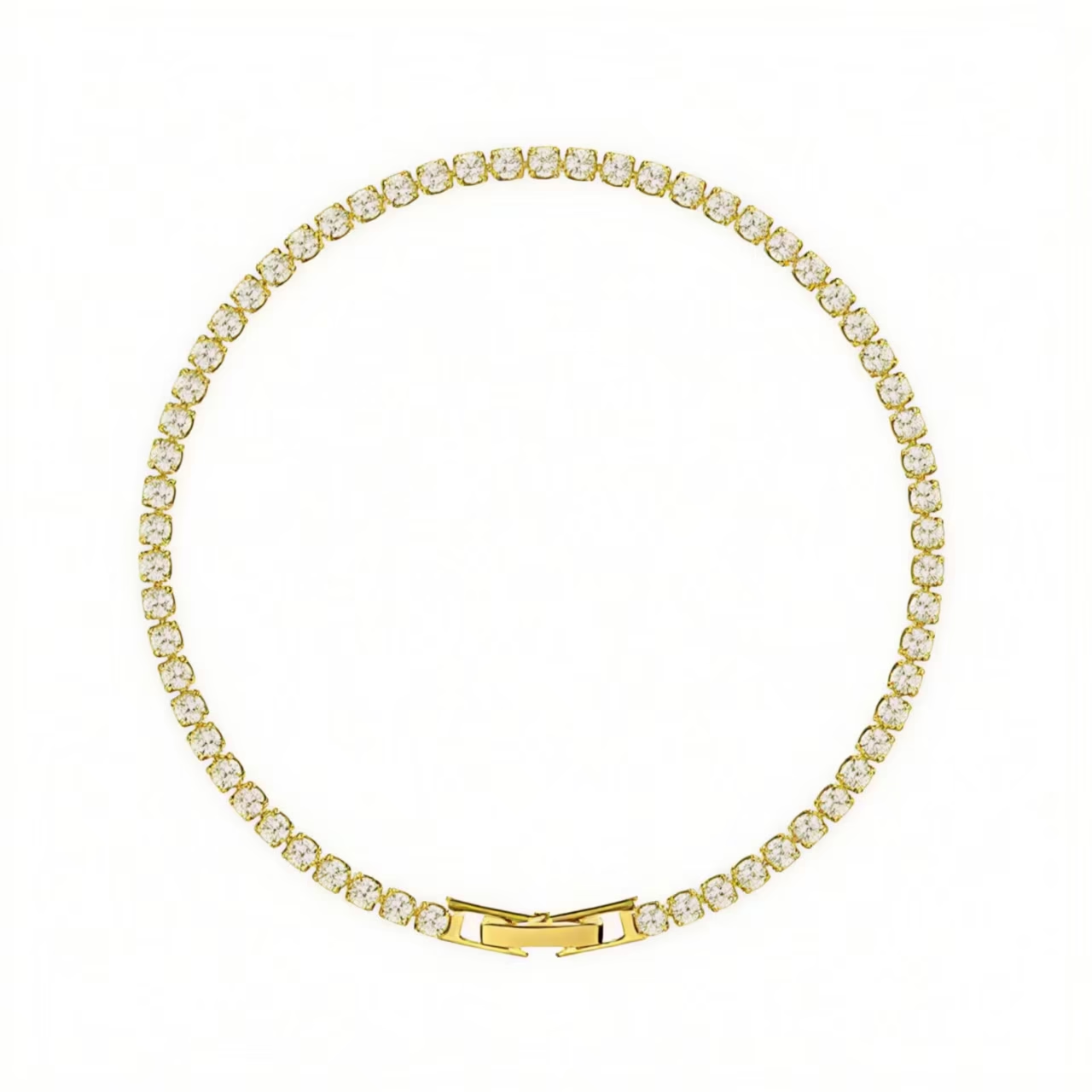 Pulsera de circonitas bañada en oro, de diseño minimalista y a la moda