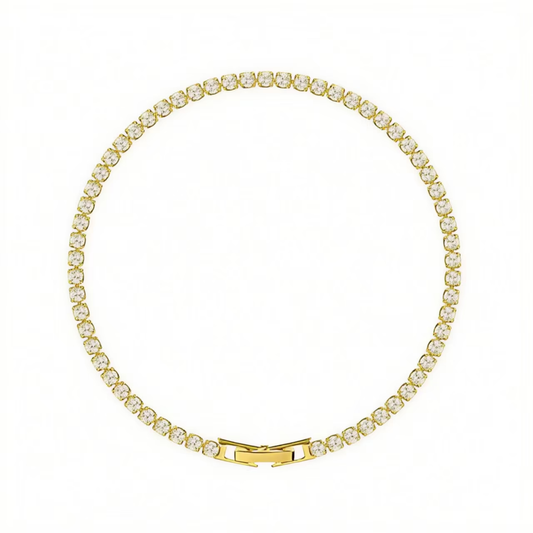 Pulsera de circonitas bañada en oro, de diseño minimalista y a la moda