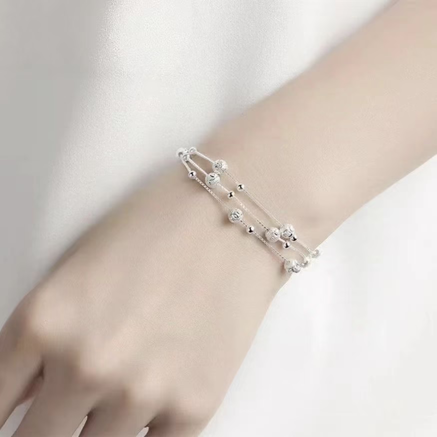 925 Sterling Silver Fortune Bead Bracelet