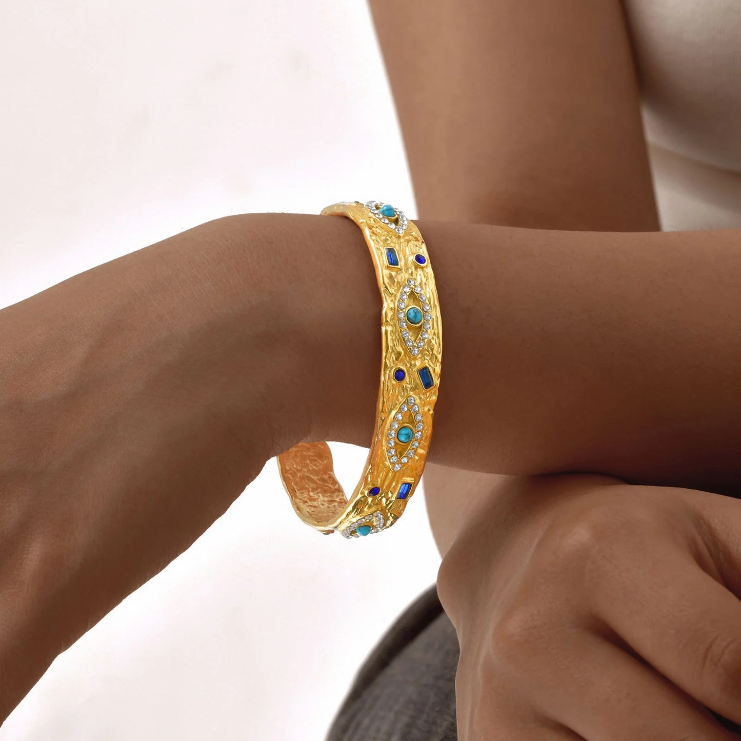 Pulsera de circonitas azules de estilo vintage