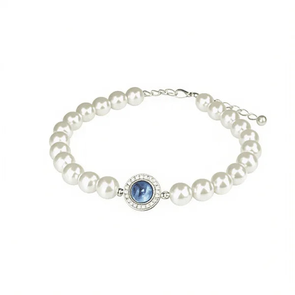 Pulsera de aguamarina y perlas de imitación