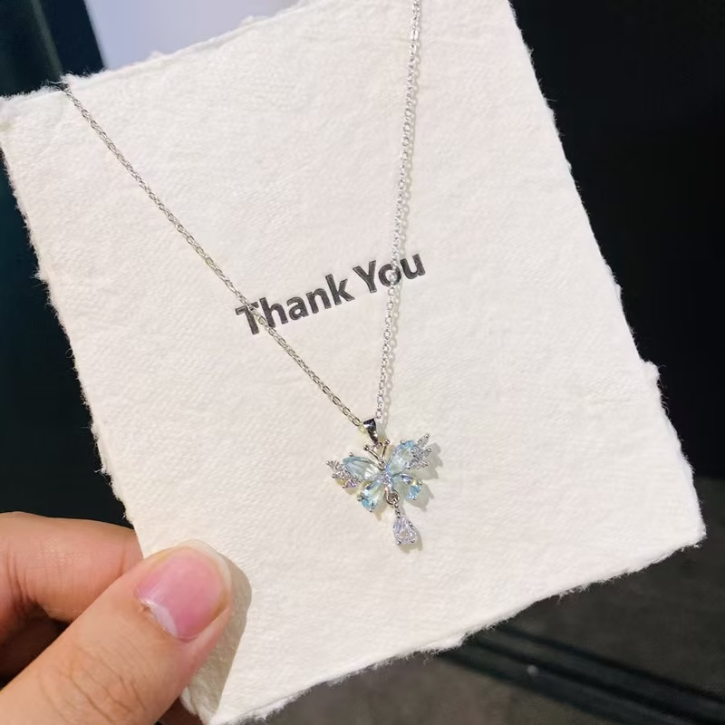 Blue Butterfly Gem Necklace