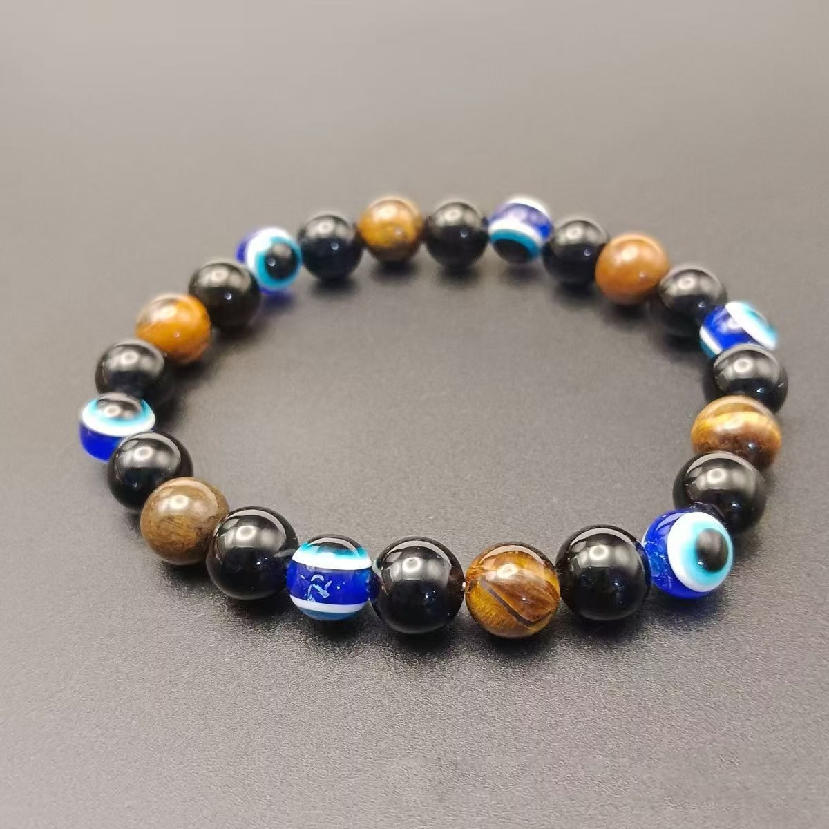Blue Tiger Eye Beaded Bracelet