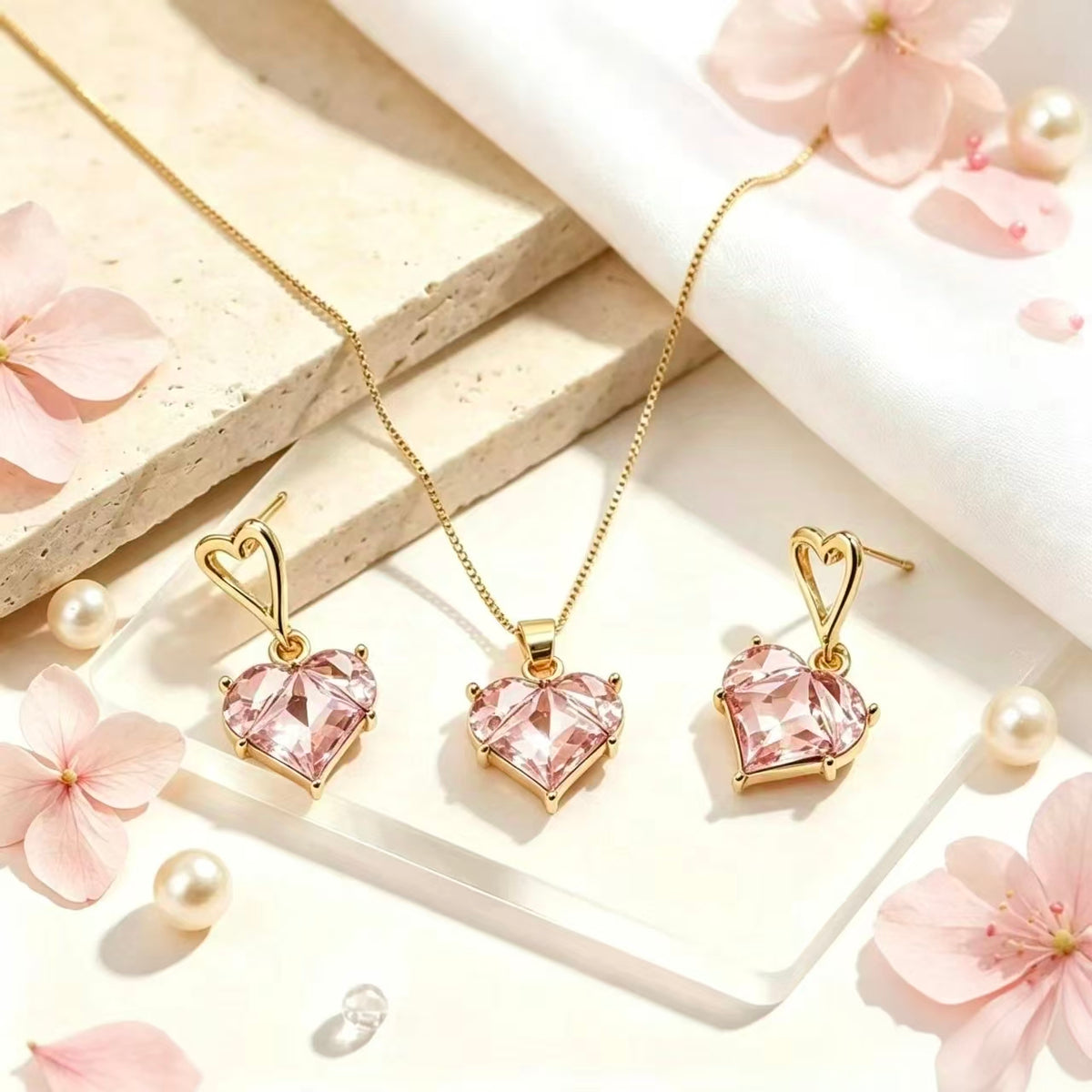 Graceful Heart Set (Earrings / Necklace)