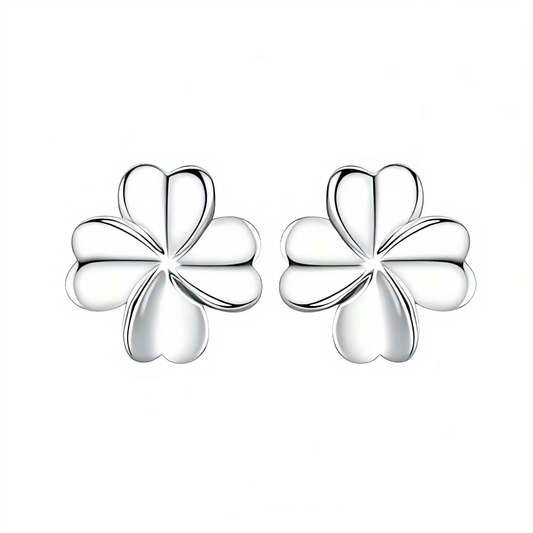 Pendientes de trébol de cuatro hojas de plata de ley 925