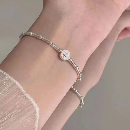 Pulsera de Plata de Ley 925 Tulipán de Diseño Irregular