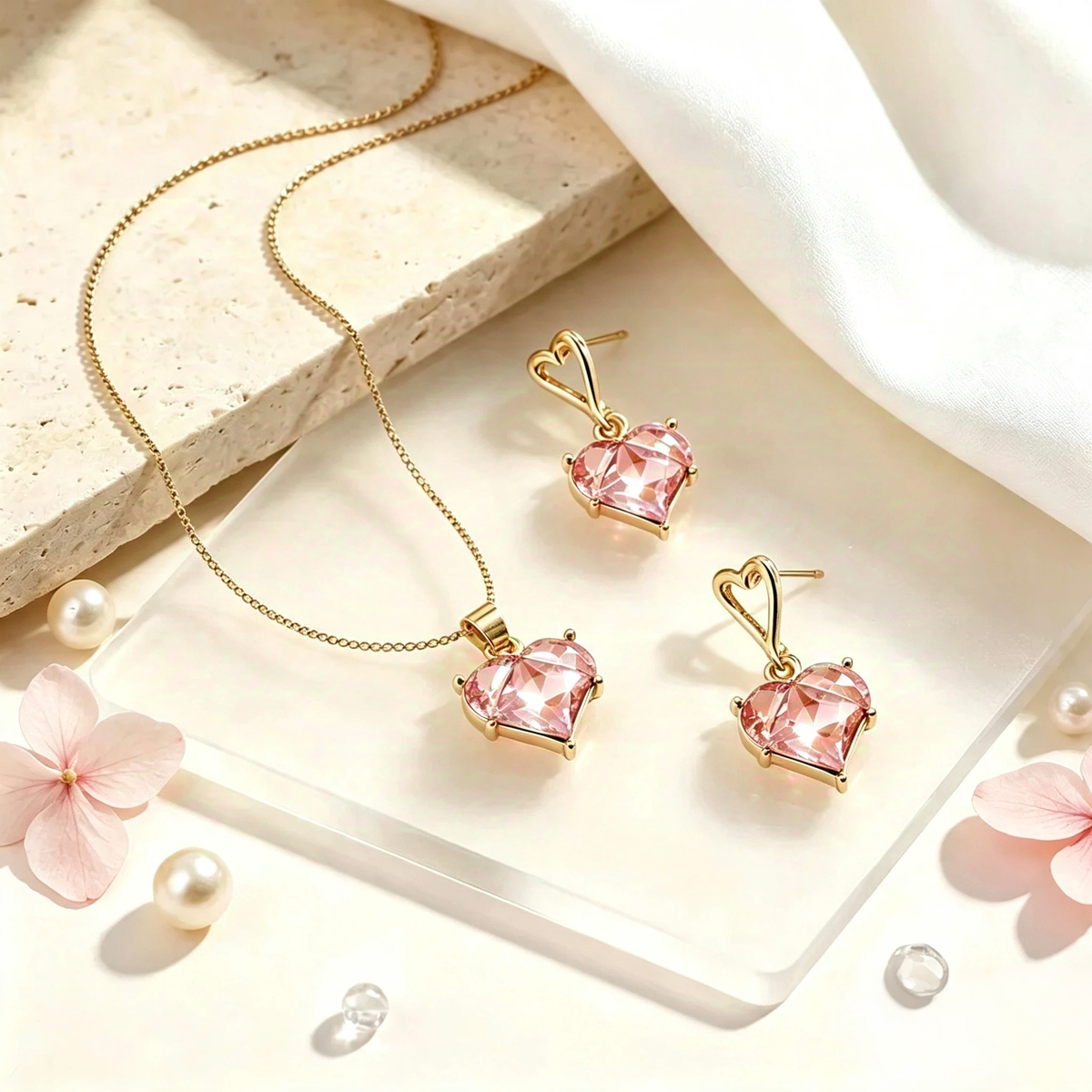 Graceful Heart Set (Earrings / Necklace)