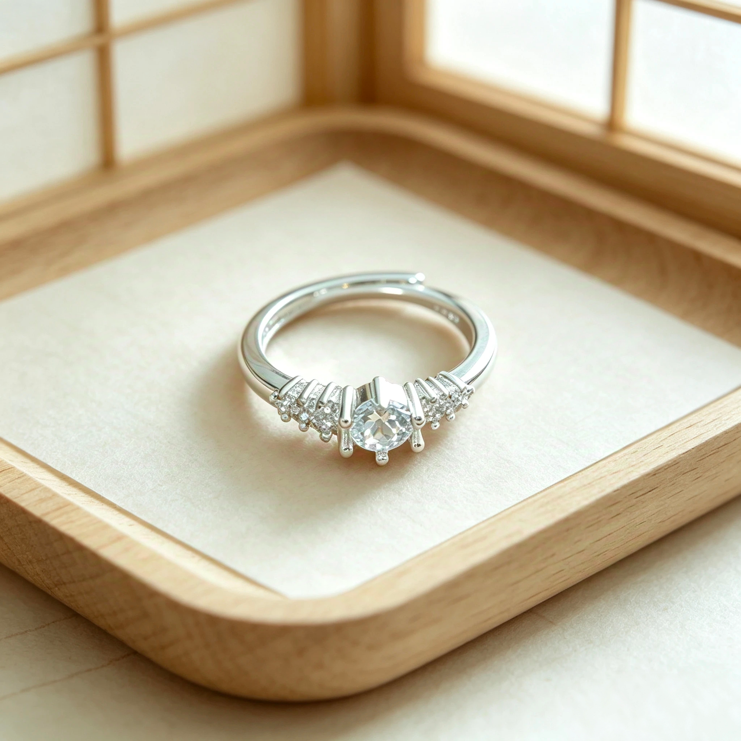 999 Silver Halo Beam Ring