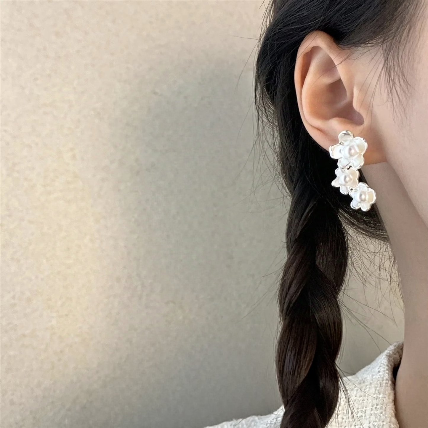 Asymmetric Floral Drop Earrings