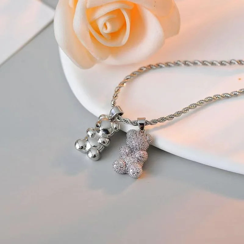 Collier pendentif ours mignon
