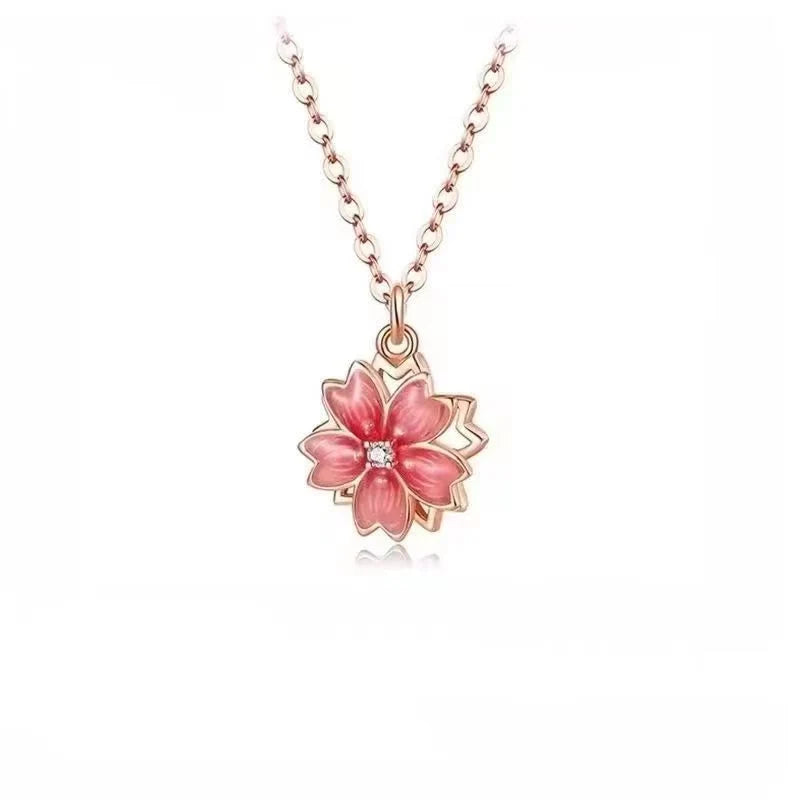 925 Sterling Silver Spinning Peach Blossom Set