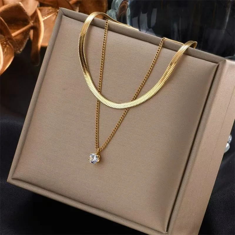 Waterdrop Zircon Pendant Necklace