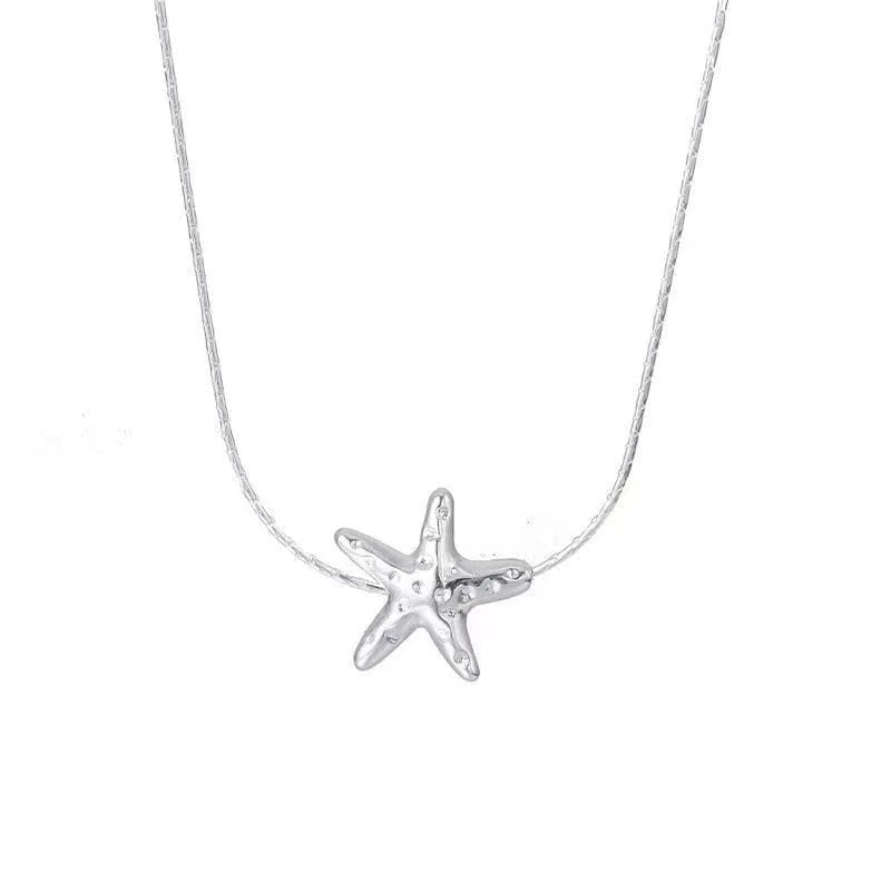 Collar de Estrella de Mar de Lava Texturizada de Plata de Ley 925