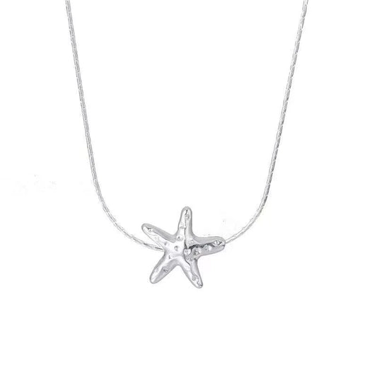 Collar de Estrella de Mar de Lava Texturizada de Plata de Ley 925