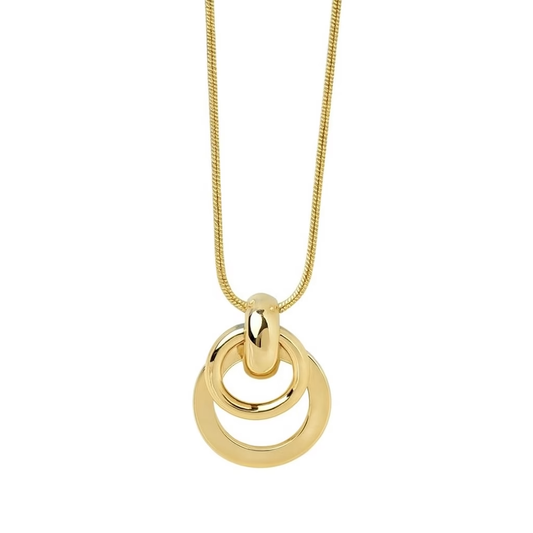 Collar de anillos de oro entrelazados